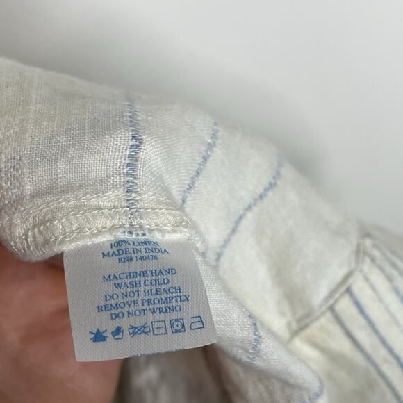 Faherty Womens Striped Linen Shorts Blue White Size Small Nautical Mid Rise - Picture 6 of 6